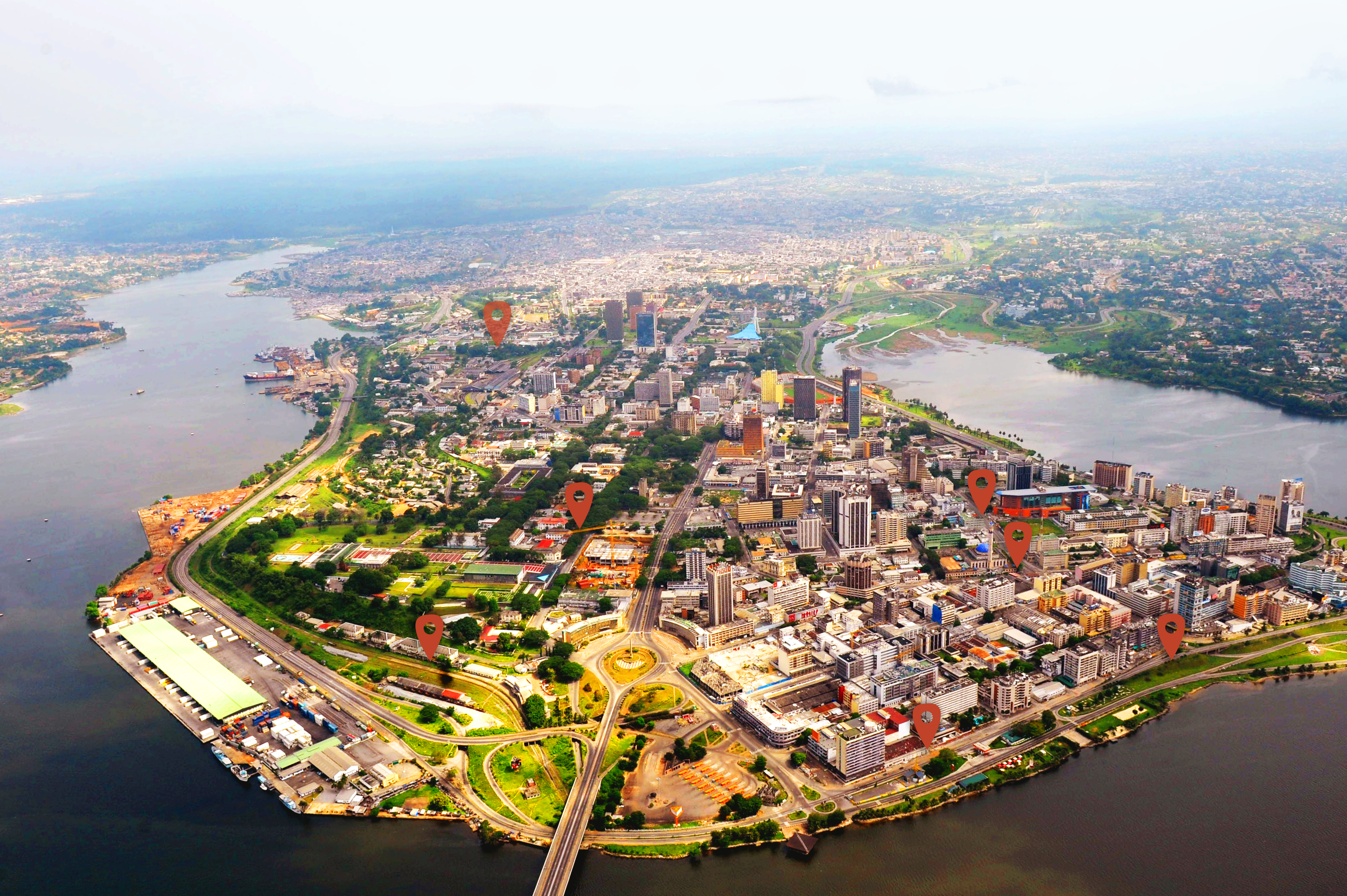 Vue aérienne d'Abidjan